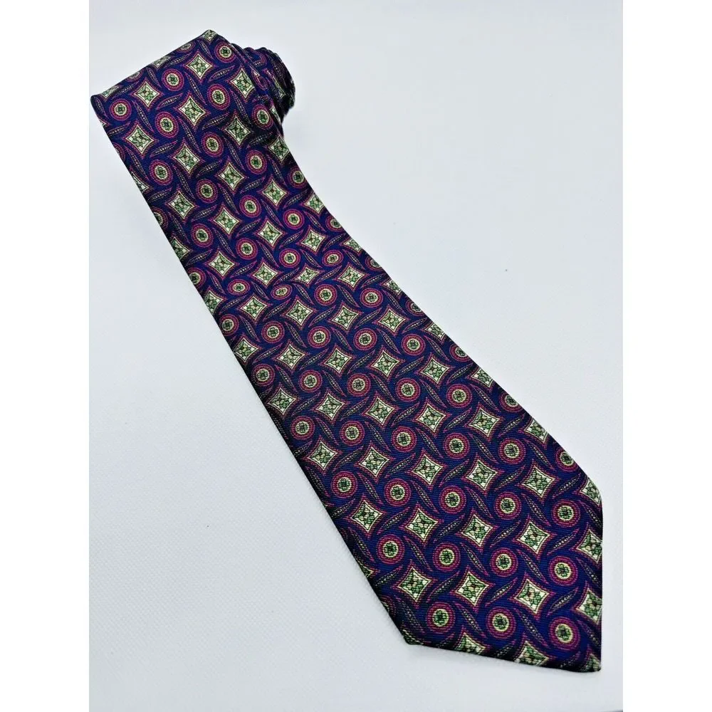 Abercrombie &‎ Fitch Durable Goods Necktie VTG Silk Diamonds Red Blue 57